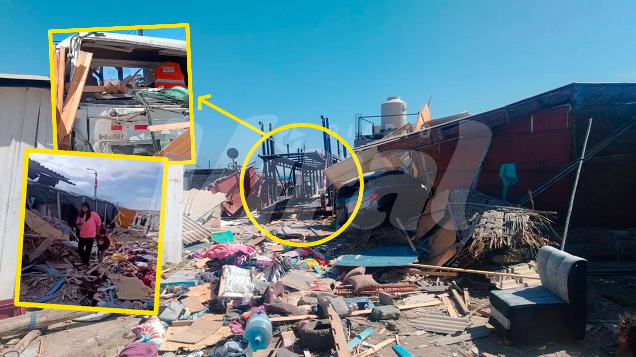 Caravelí: varios heridos tras despiste de tráiler que arrasó con viviendas prefabricadas
