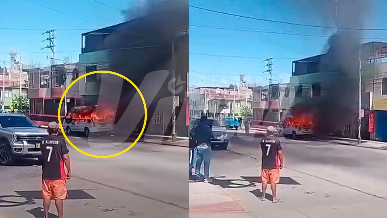 Combi se incendió tras presunto cortocircuito en Majes