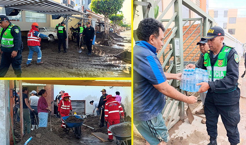 Comisaría de Cayma apoya a familias afectadas por desborde de torrentera