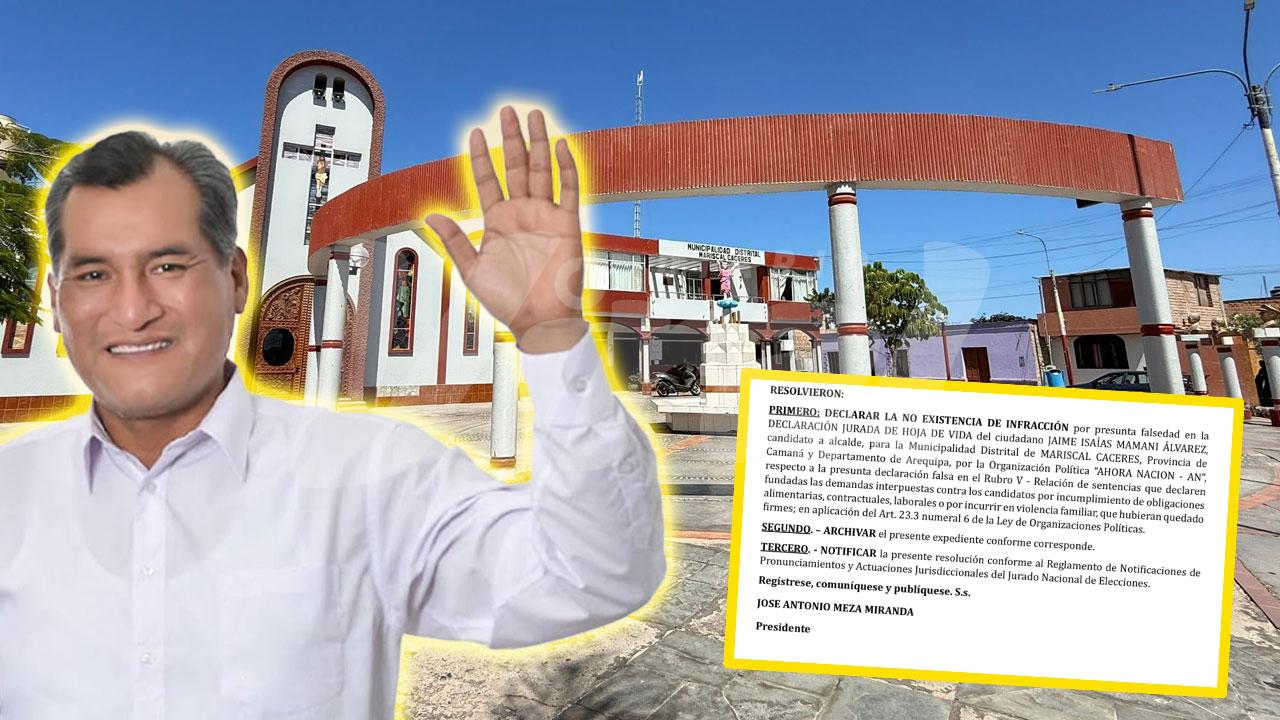 Camaná: JEE archiva denuncia contra Jaime Mamani y mantiene su candidatura