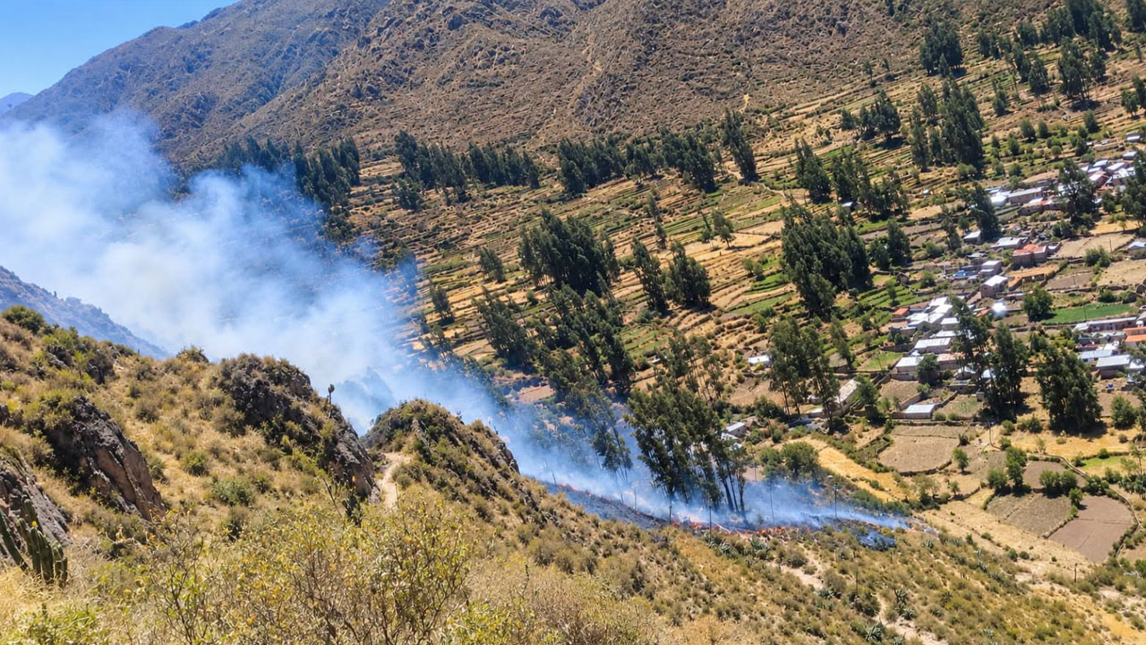 La Unión: incendio forestal amenaza zona arqueológica