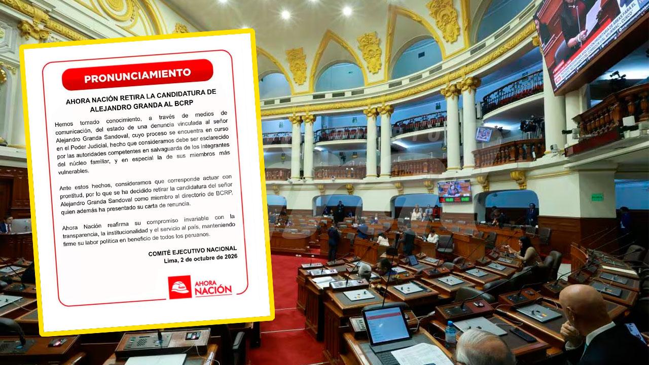 Ahora Nación retira candidatura de Alejandro Granda al directorio del BCRP