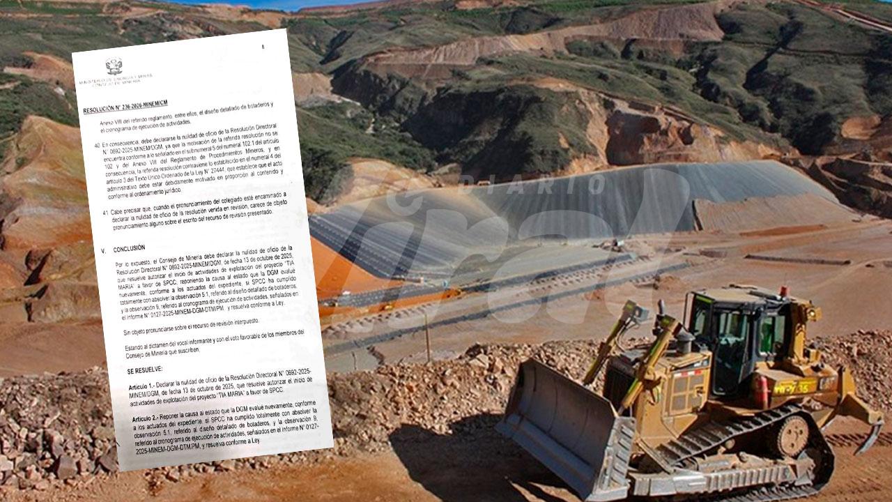 Consejo de Minería anula permiso para explotación de proyecto Tía María