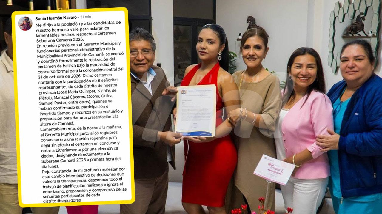 Cuestionan elección de Soberana Camaná 2026
