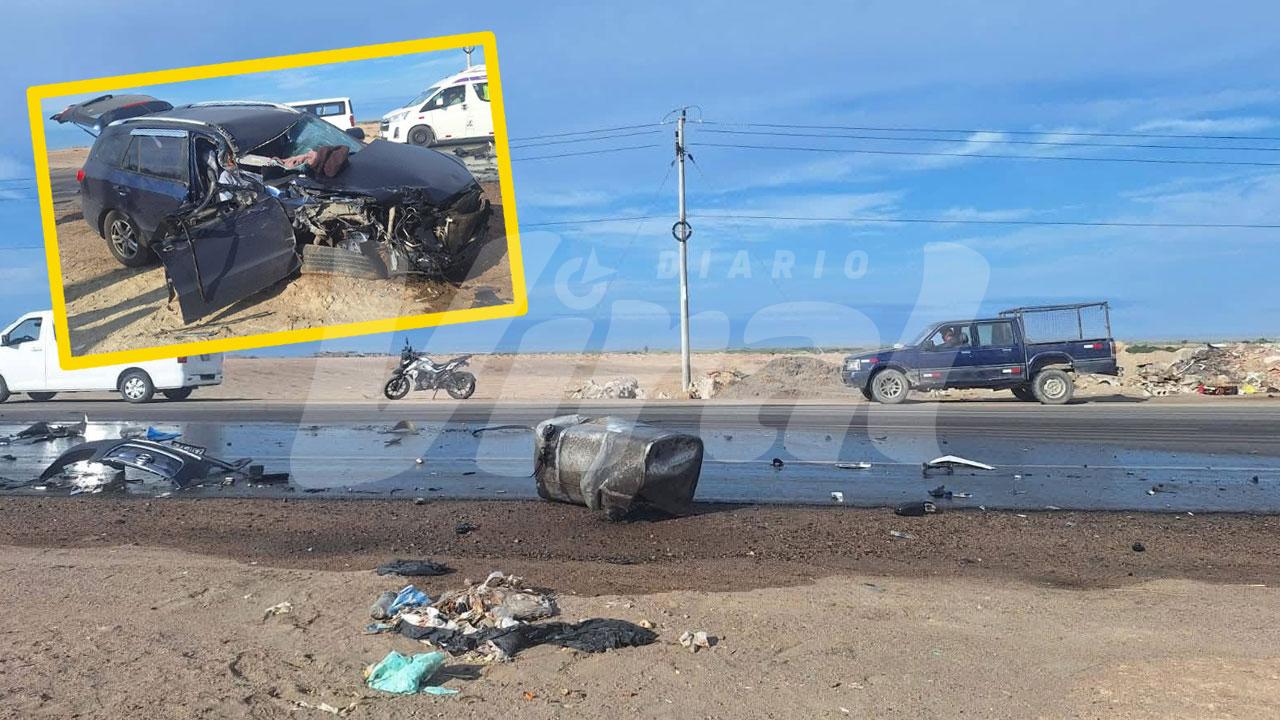 Choque causa derrame de combustible y deja conductor atrapado